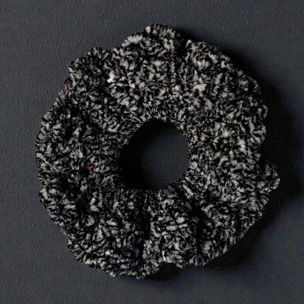 Elegant Black and White Hair Scrunchie